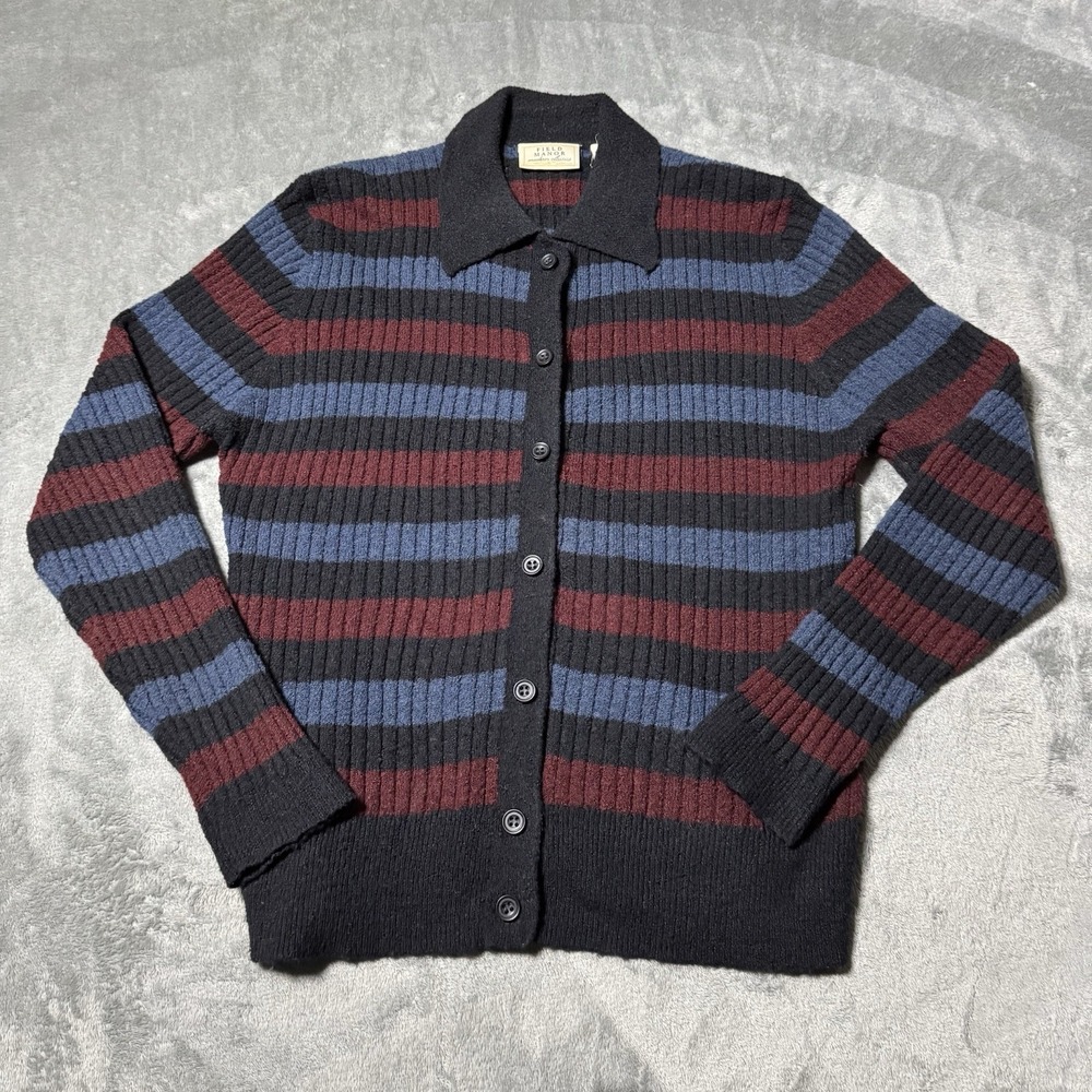 Vintage 90s Field Manor Cardigan Womens Large Hand‎ Knit Wool Grandma Indie Wool